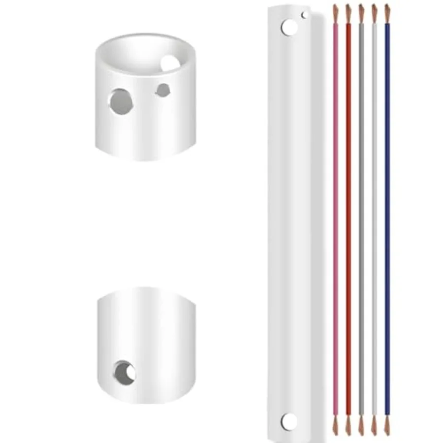 Ceiling Fan Extension Rod, 1" Outer Diameter Ceiling Fan Downrod No Threads with 5 x 18-AWG Wires, 1 Feet Fan Boom Fit for Wide
