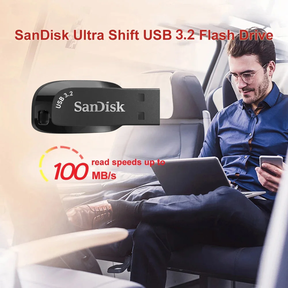 SanDisk USB 3.2 USB Flash Drive 64GB Pen Drive Memory Stick CZ410 Preto U Disco Mini Pendrive