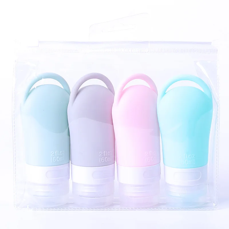 3/4/5Pcs Hangable Silicone Bottles 38/60/90ml Refillable Tube Squeeze Flip-top Outdoor Leak Proof Portable Travel Storage Lotion