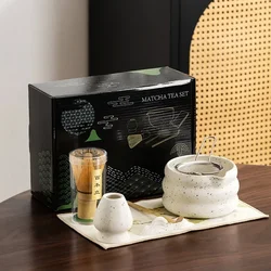2/4/5/6/7/8PCS Matcha Teaware Set Bamboo Tea Brush Ceramic Tea Bowl Composition Chinese Traditional Handmade Matcha Tea Tool Set