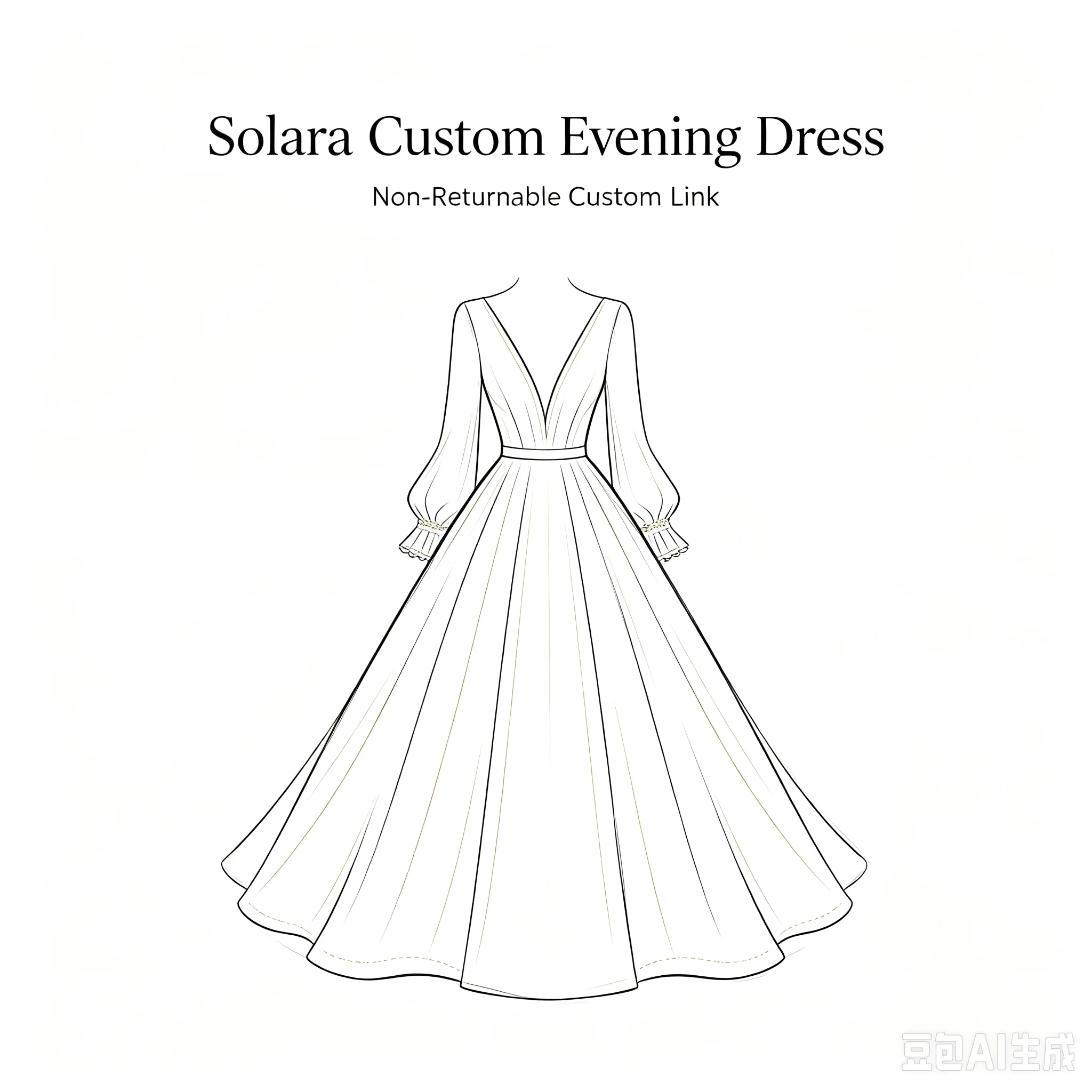 Solara Custom Evening Dress - For Custom Fee Collection Only, Custom Links Cannot Be Returned or Refunded