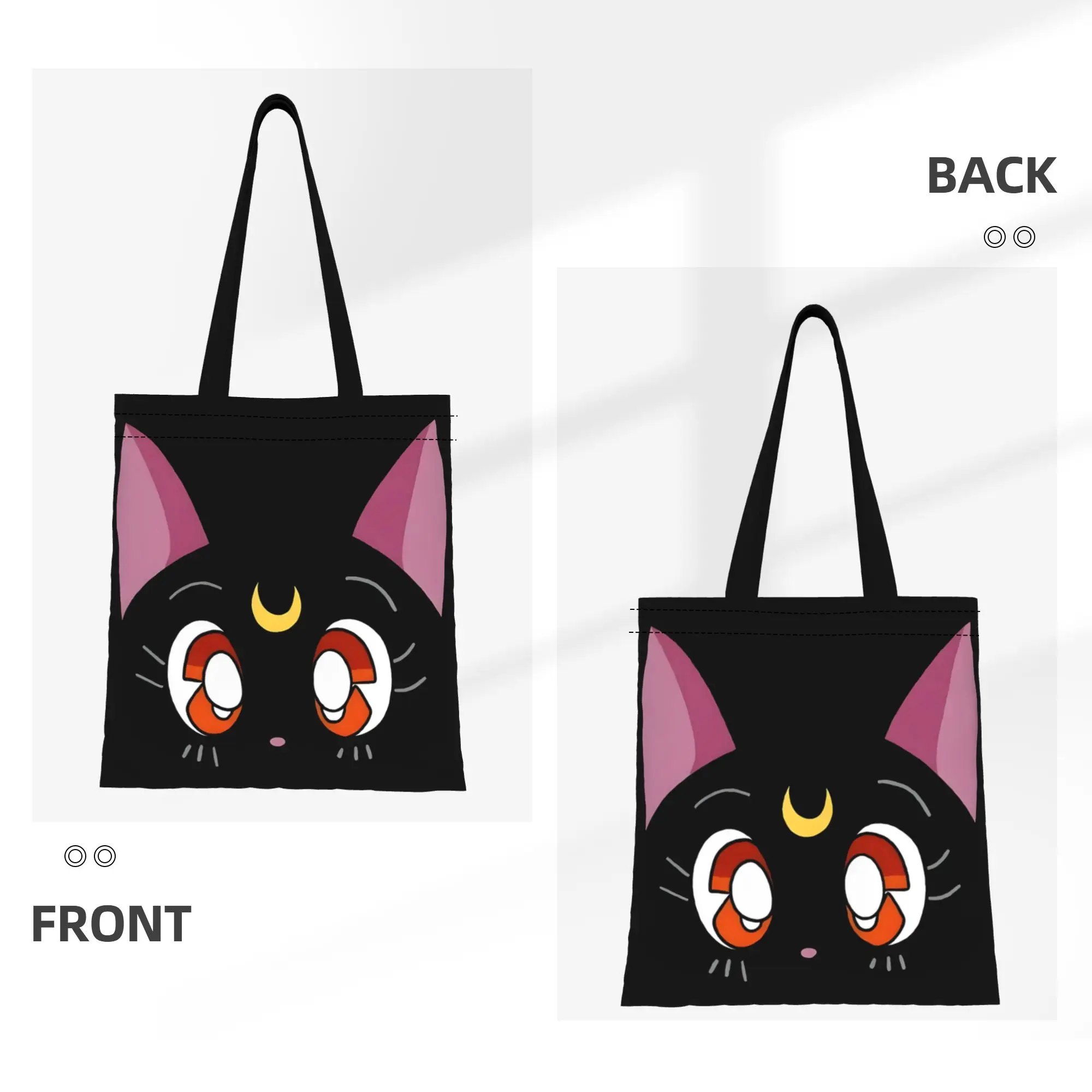 1PC Luna Cat Face Sailor Moon Canvas Tote Bag Perfect for Shopping & Personal Use Great Gift
