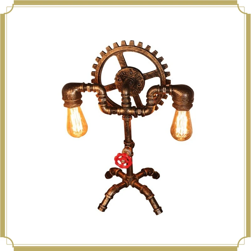 Vintage Industrial Pipe Robot Table Lamp, Steampunk Metal Light Decor for Cafe Bar Home, Creative Gift Ornament
