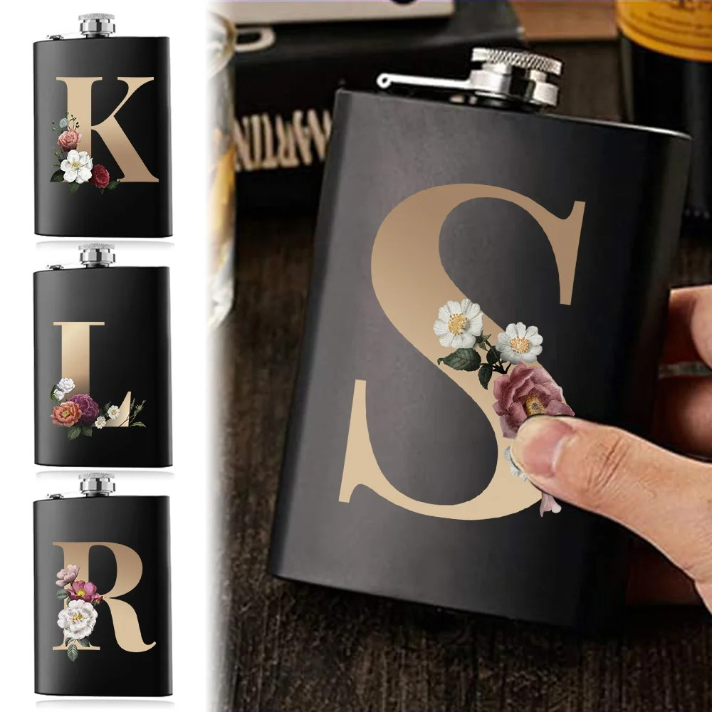 

Wine Pot Flask For Men Pocket Wine Pot Portable Wine Bottle Stainless Steel Water Bottle Leakproof Camping Gold Letter Pattern