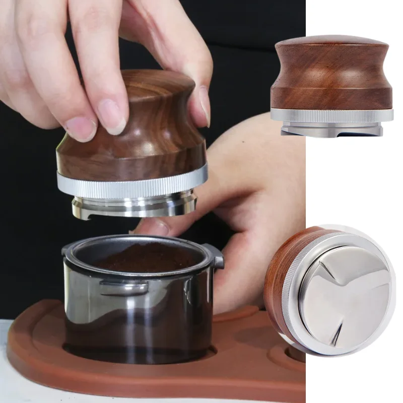 

Coffee Distributor Adjustable Depth Coffee Tamper Leveler with Walnut Wood Handle Fit 51/53/58mm Coffee Tool