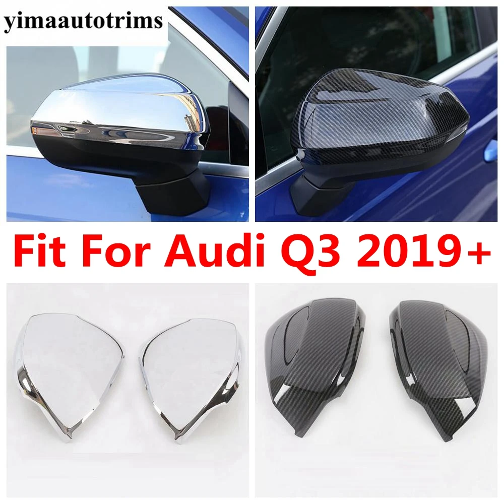 

Car Rearview Mirror Cap Shell Decoration Cover Trim For Audi Q3 2019 - 2024 ABS Chrome / Carbon Fiber Accessories Exterior Kit