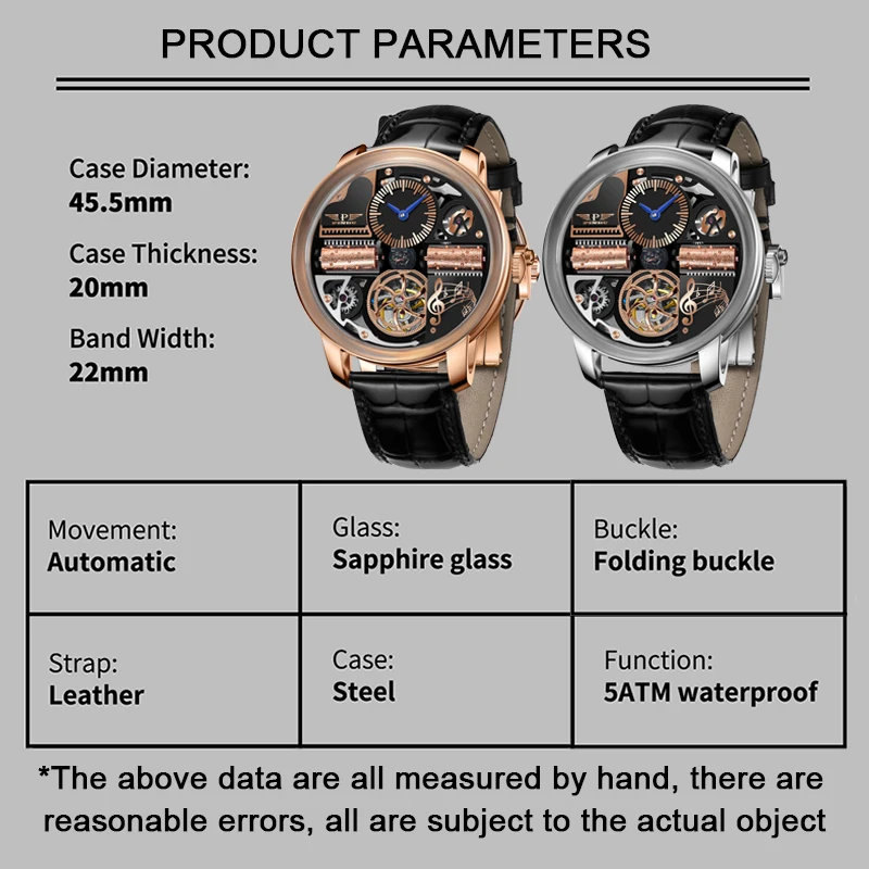 PINDU تصميم جديد The Godfather Machinery Watch الرجال الفولاذ المقاوم للصدأ الياقوت الزجاج أعلى الفاخرة ساعات المعصم التلقائية للماء