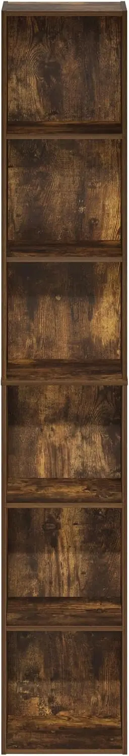 6-Tier Open Shelf Bookcase, Amber Pine