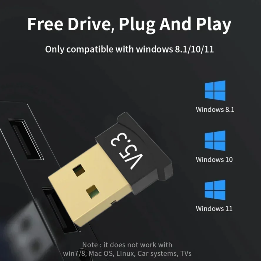 USB Bluetooth 5.3 アダプタワイヤレス Bluetooth 5.1 ドングルアダプタ PC ラップトップワイヤレススピーカーオーディオレシーバー USB トランスミッタ