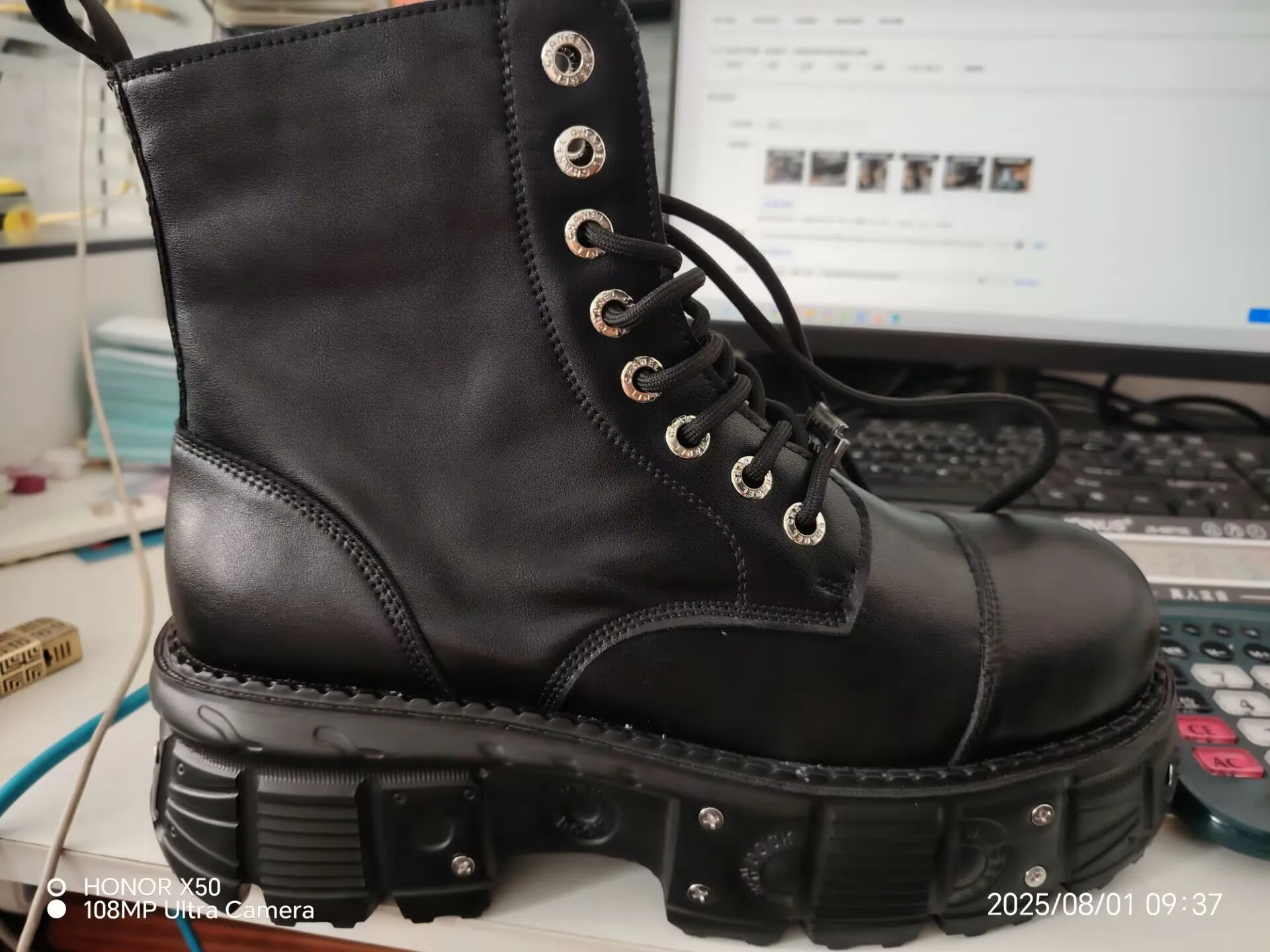 Omet Dark motocyklowe ciężkie metalowe platformy buty transgraniczne damskie 2024 wiosenne nowe kobiece Punk małe skórzane buty męskie