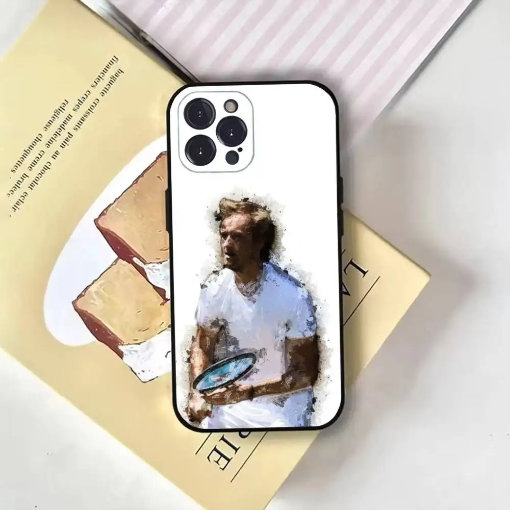 Чехол для телефона Tenis Daniil Medvedev для iPhone16,15,14,13,12,11 Plus,Pro Max,XS,XR,SE,Mini,8,7,мягкий черный чехол