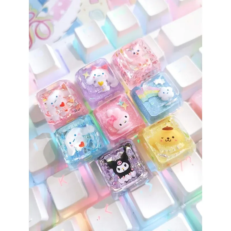 MINISO Kawaii Sanrio Pompomporin Anime Mechanical Keyboard Keycap Delicate Cartoon Festival Birthday Gift