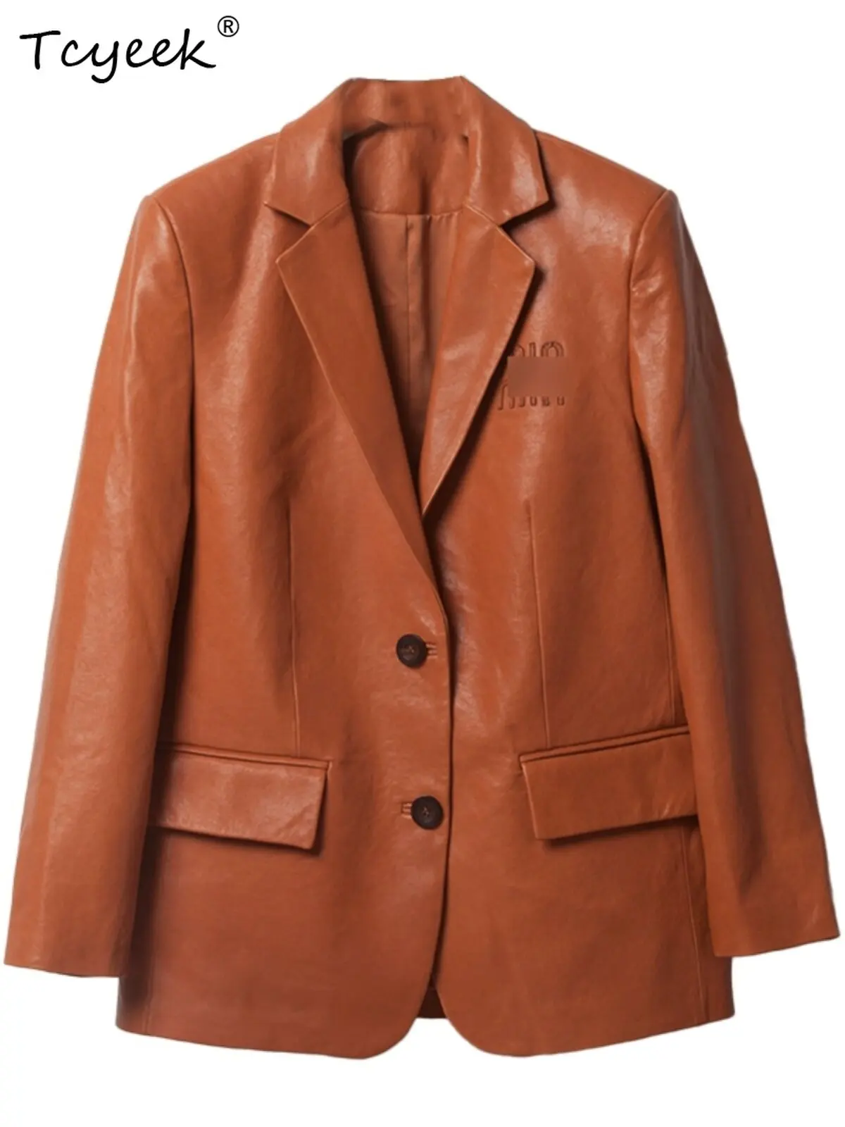 

Tcyeek Natural Sheepskin Coat Women Real Leather Jacket Woman Mdi-long Spring Autumn Suit Coats Vegetable Tanning Jaqueta Couro