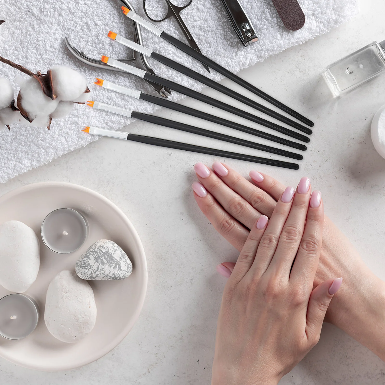 

8 pcs Floral Nail Art Brush Set Ergonomic Handle For Natural False Nails Women Makeup Tool Kit Nail Brushes Tools