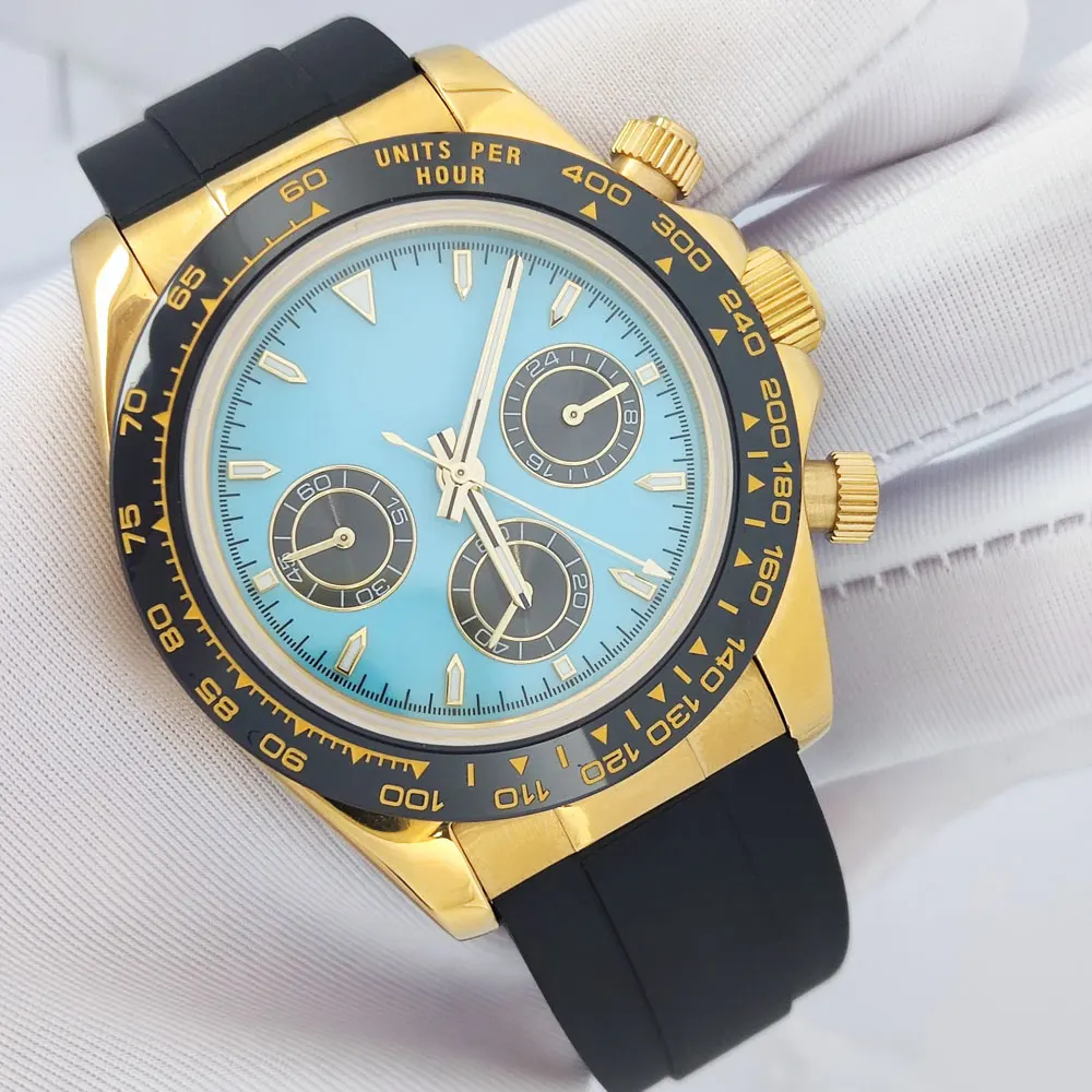 

Часы 39 мм vk63 мужские часы с сапфировым стеклом резиновый ремешок хронограф подходят для часов с хронографом с механизмом vk63