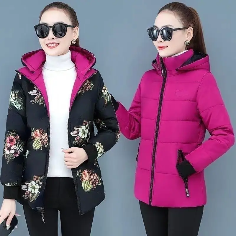 2023 Winter New Women Down Cotton Padded Coat Two Sided Tops Thickened Kept Warm  Padded Jacket Large Size Jacket