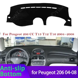 Dashboard Cover For Peugeot 206 CC T13 T16 T12 2004 - 2008 Car Dash Board Mat Carpet Pad Protection Shade Cape Anti-sun 2007