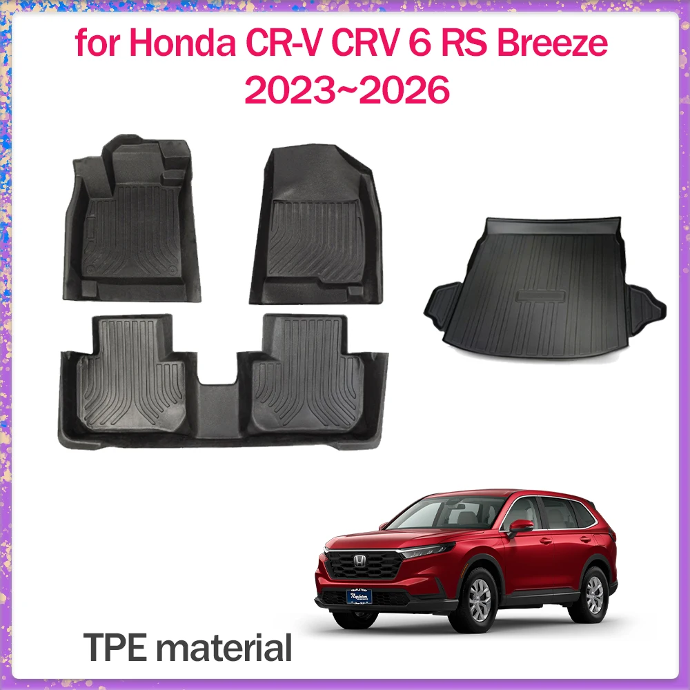 

Car Floor Mat for Honda CR-V CRV 6 RS Breeze 2023~2026 2024 PE Foot Interior Liner Waterproof Trunk Seats Pad Carpet Accessorie
