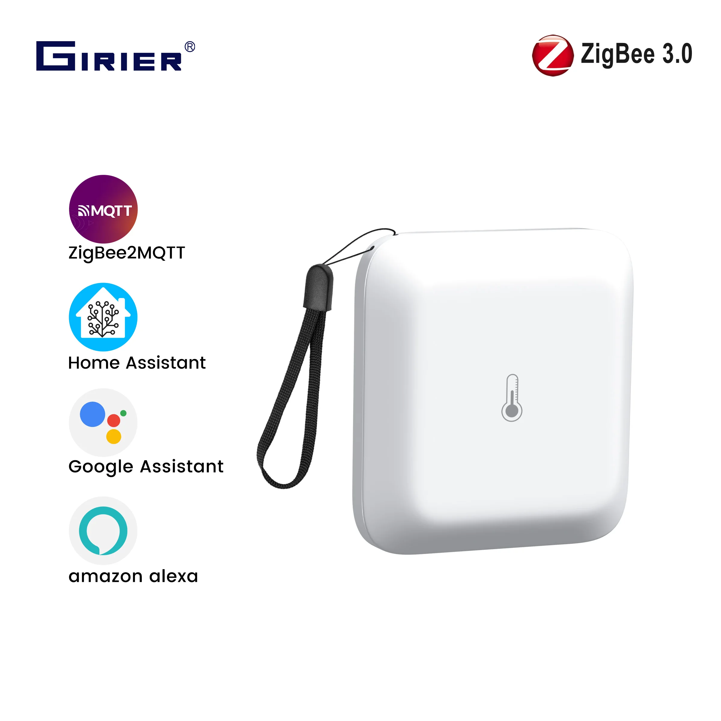 

GIRIER Smart ZigBee Датчик температуры и влажности Комнатный термометр Беспроводной гигрометр Поддержка Alexa Home Assistant ZigBee2MQTT