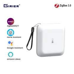GIRIER Smart ZigBee Temperature Humidity Sensor Indoor Thermometer Wireless Hygrometer Supports Alexa Home Assistant ZigBee2MQTT