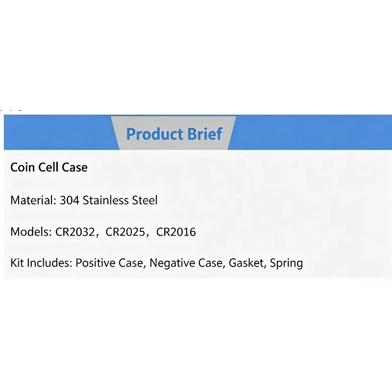 Lithium Battery CR2016 Coin Cell Housing 304 316 Stainless Steel Positive Negative Can Gasket Spring Shim For Lab Assembly