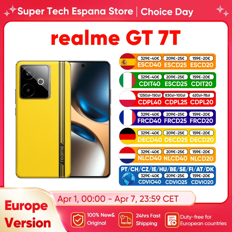 Neues Realme GT 7T 5G Smartphone 50MP IMX896 OIS Kamera Abmessung 8400-MAX Chipsatz 6,78 Zoll AMOLED 120Hz 7000mAh 120W Aufladen