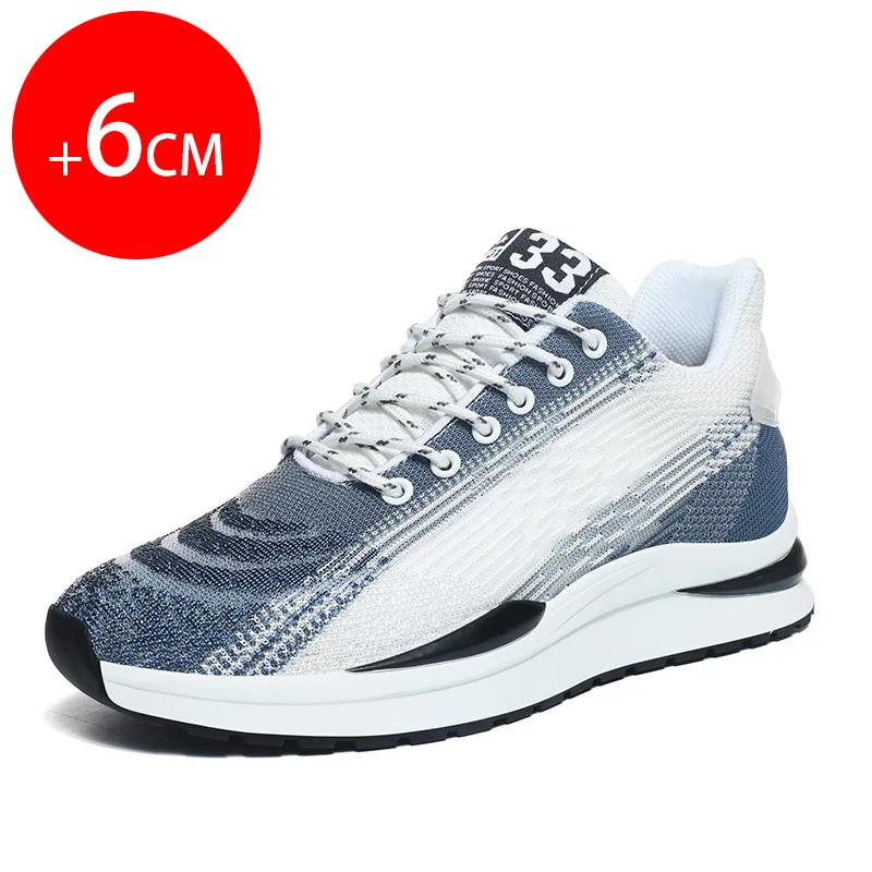 Mens height increasing shoesBreathable casual shoes Mesh fabric trendy design anti slip and durable Increase height by 6cm