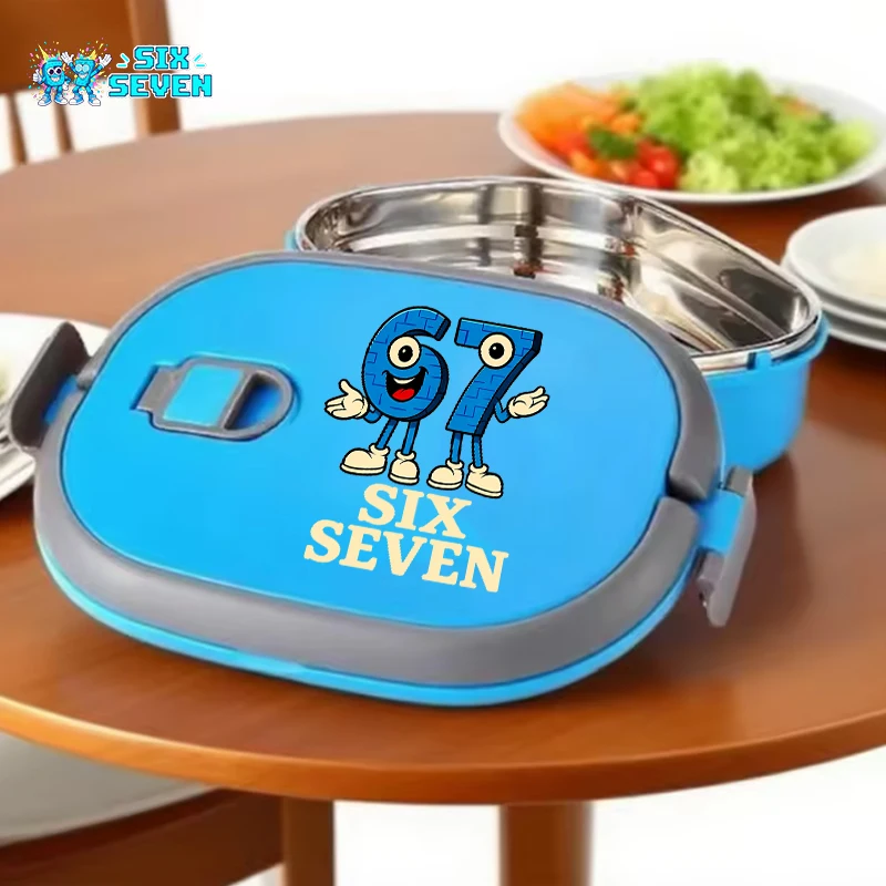 67 ستة سبعة سرقة صندوق غداء حراري Brainrot الإبداعية الكرتون بينتو حافظة نزهة صناديق المحمولة سعة كبيرة علبة الغداء جديد #1