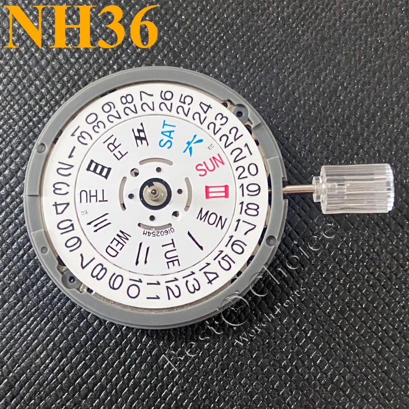 NEW Japan TMI NH36A Automatic Movement White Day-Date 3:00 Crown at 3 O'Clock 24 Jewels NH36 4R36A Modified Watch Parts