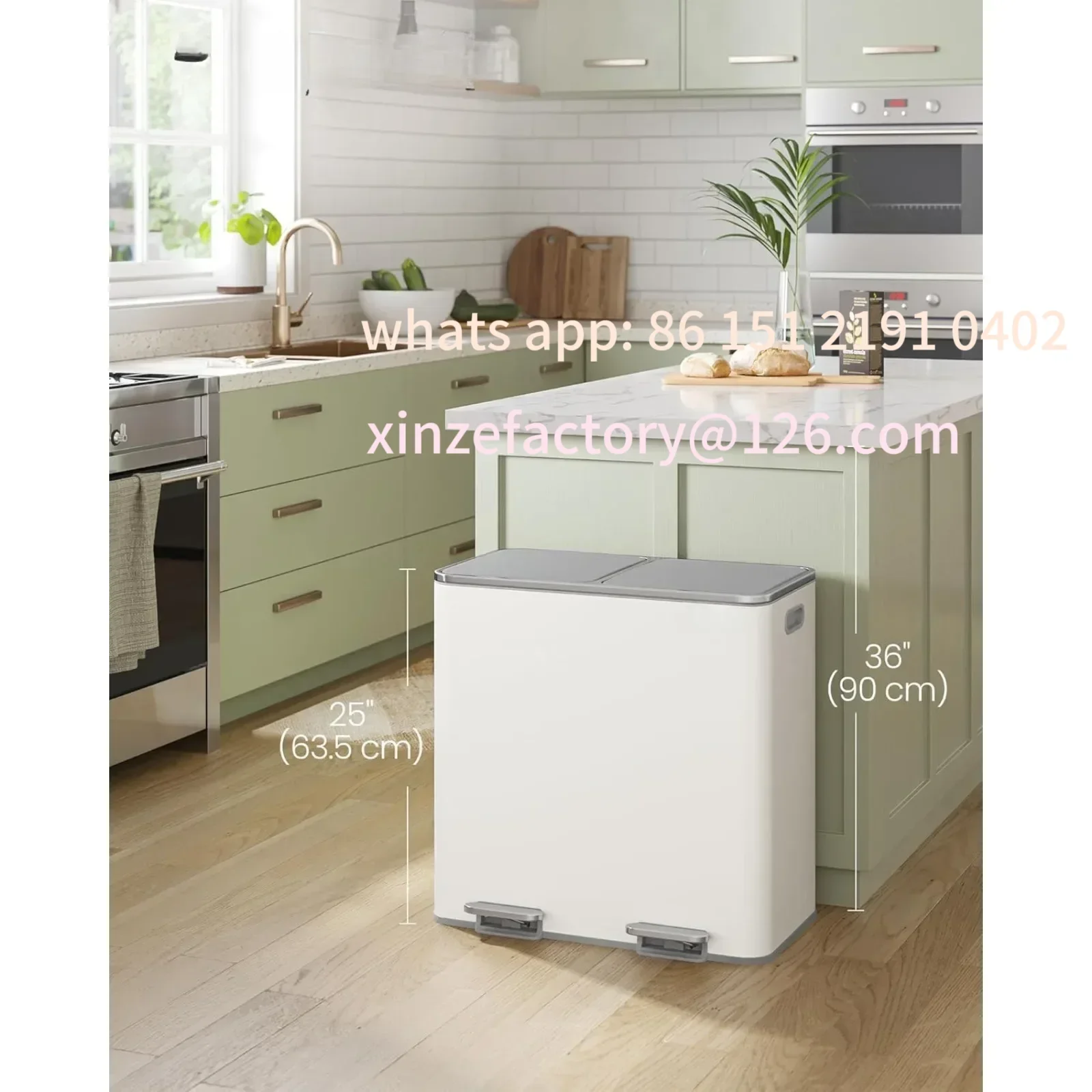 

Customizable śmieci US, 2 x 10,6 galonów (2 x 40 l) kosz na śmieci do kuchni, z 15 workami na śmieci, 2 przegródki