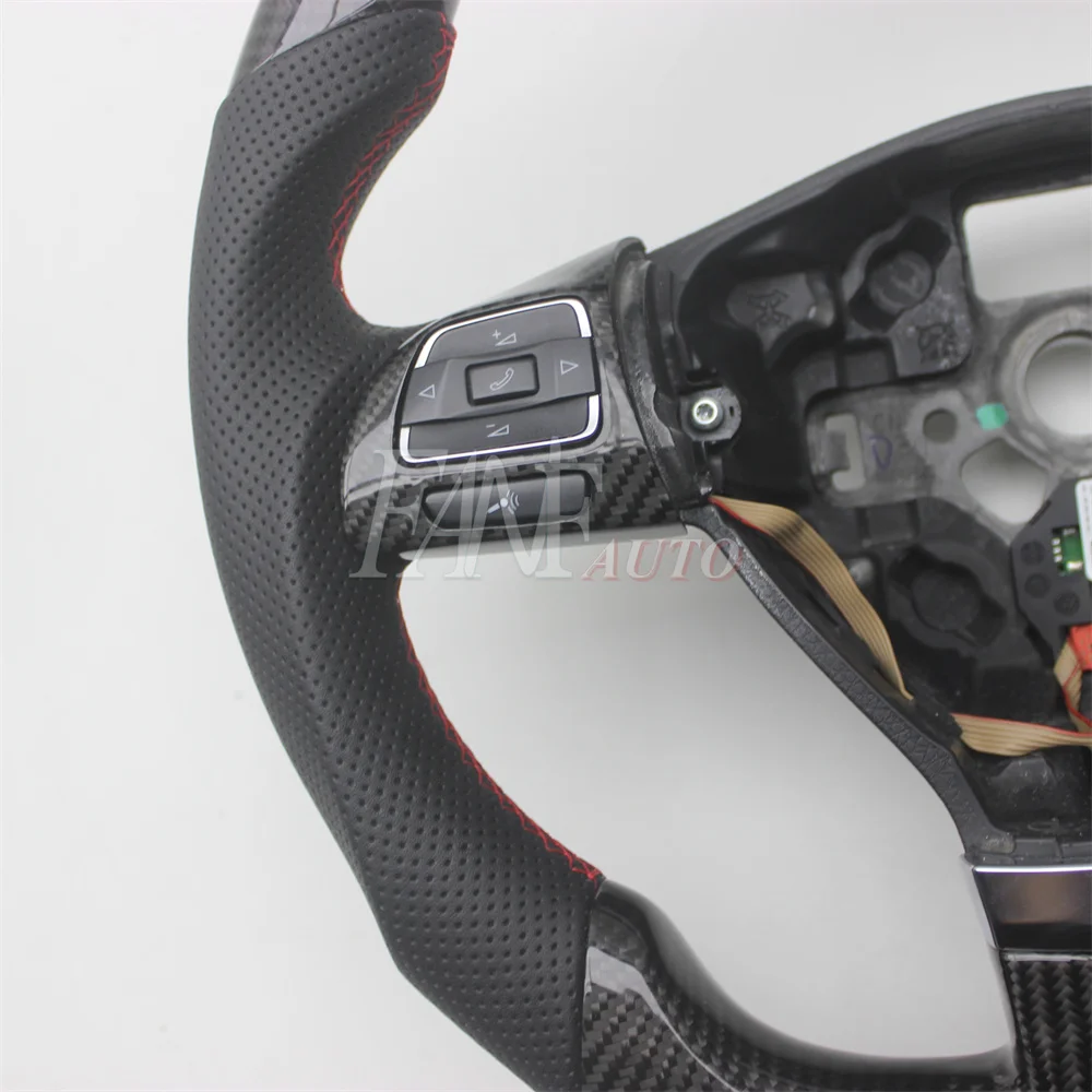 Replacement Real Carbon Fiber Steering Wheel with Leather for VW Volkswagen Golf 6 Jetta Mk6 Passat B7 CC Bora