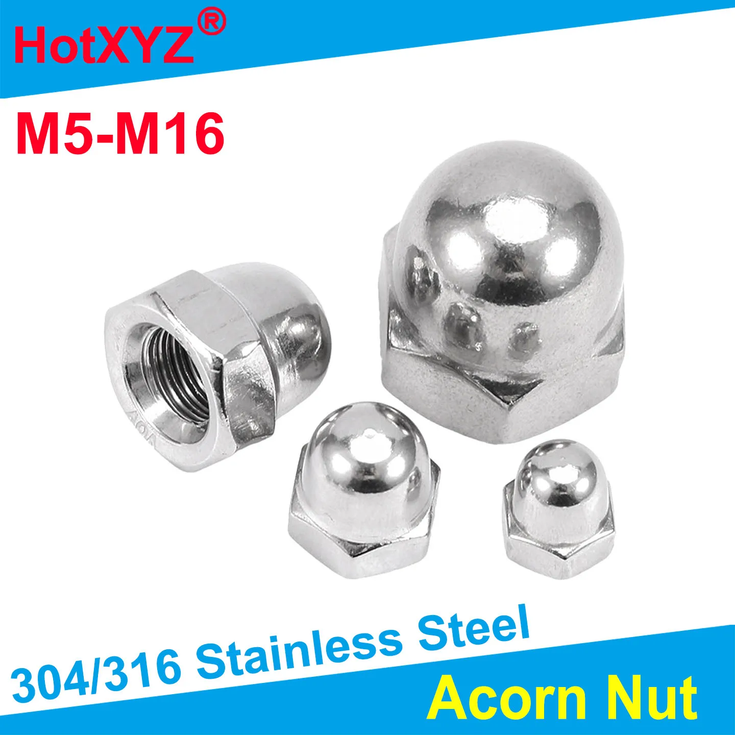 2/5/10/20/50pcs M5/M6/M8/M10/M12/M14/M16 DIN1587 Standard 304/316 Stainless Steel Hexagon Domed Acorn Nut