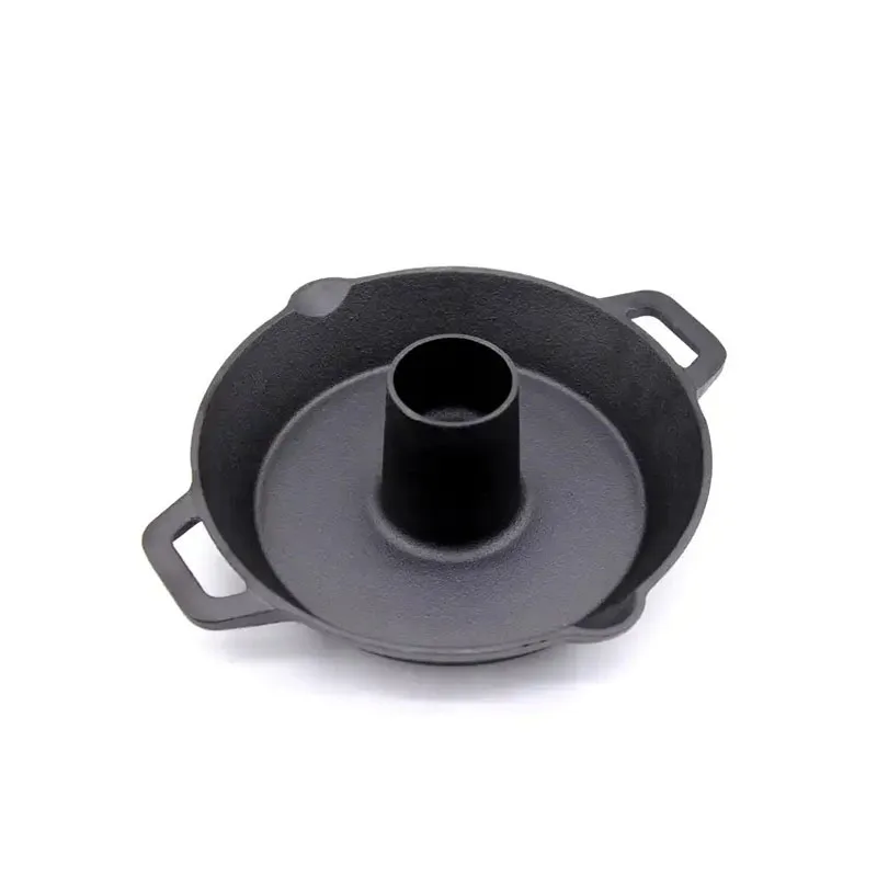 28cm Cast Iron Flat-Bottom Hot Pot Slow Cooker Frying Pan Induction Stove Gas Universal