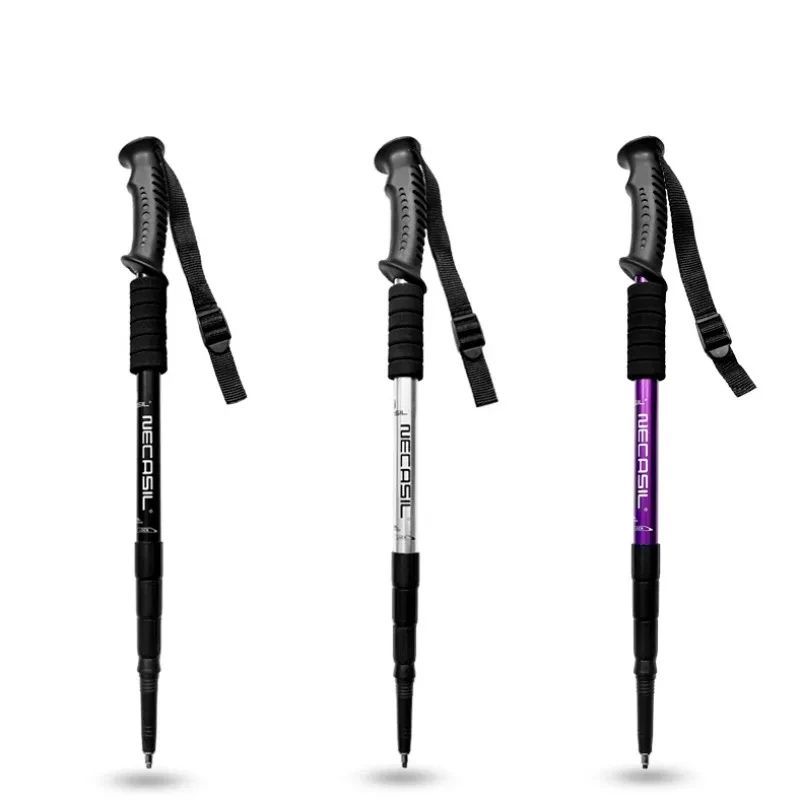  1pc Aluminium Alloy Teleskopic Stick Hiking Poles Bastão De Trekking Walking Stick Ultralight Absorber Walking Cane Alpenstock 