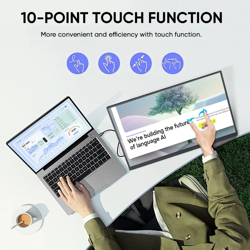 23.8 Inch Touch Portable Monitor 120Hz 1920*1080P FHD IPS 100%sRGB VESA With Type-C Mini HDMI For Phone Laptop TV XBox Switch
