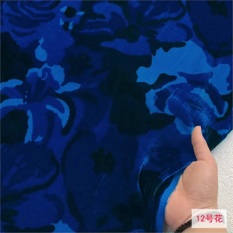 Printed silk velvet fabric floral cheongsam dress