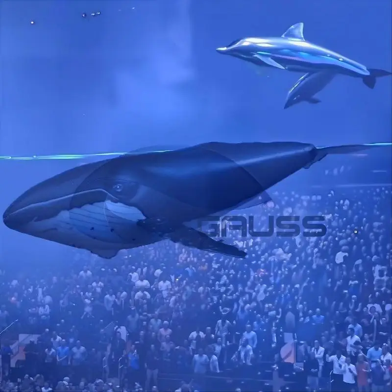 RC Inflatable Whales Radio Controlled Flying Balloon Inflated Advertising Dirigible for Aerial Performance Events Concert Shows