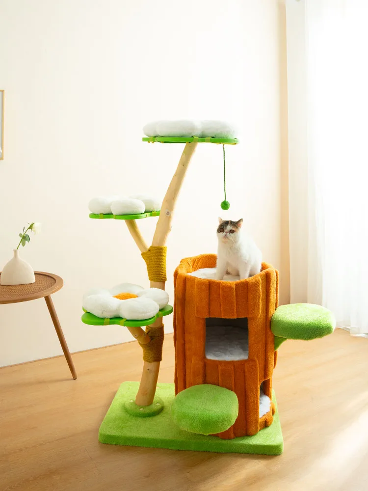 Solid wood  treelimbing frame multi- family cat litter integrated does not occupy plush tree hole series