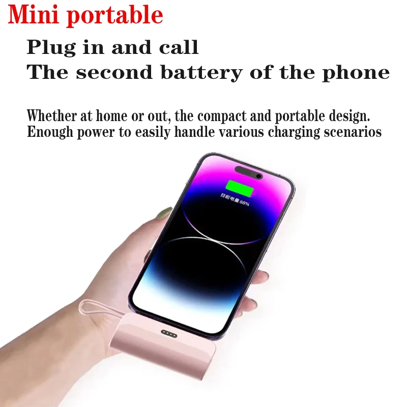 

Mini Portable Charger 10000mAh Built in Cable IOS Type-C External Battery Power Bank Spare Power Banks For iPhone Samsung Xiaomi