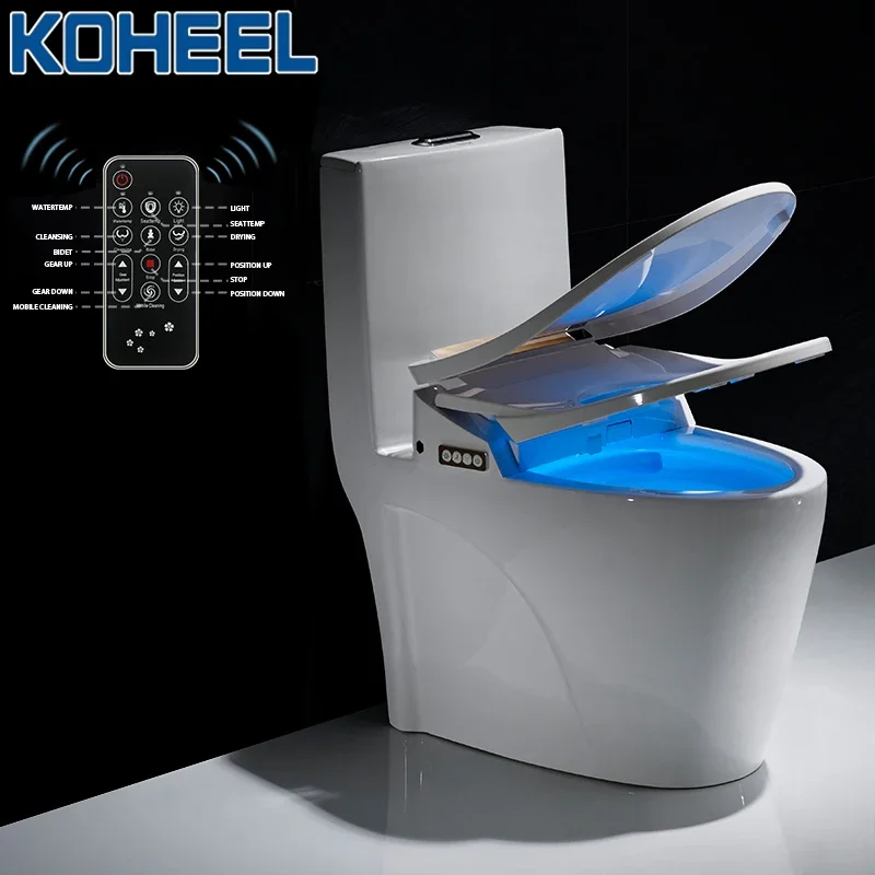 LCD Smart Toilet Seat 5 Color Intelligent Toilet Seat Elongated Electric Bidet Cover Smart Bidet Heating Sits Led Light Wc