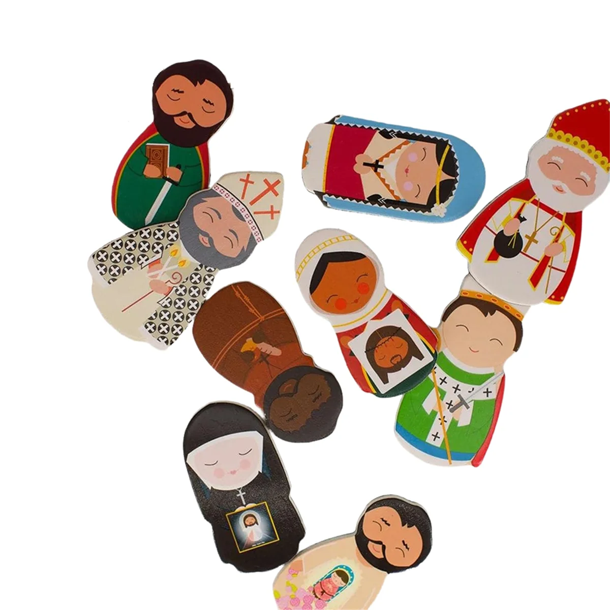 Catholic Saints Wooden Magnet Set Wooden Figurine Magnet Set Home Decor Celebrate Your Faith with Iconic Figures Gift