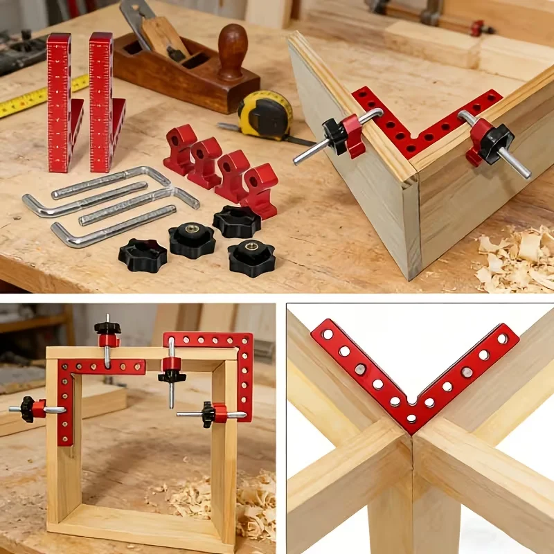 6Pcs 140mm Woodworking Corner Clamps Right Angle Ruler 90 Degree L-shaped Auxiliary Square Aluminium Positioning Plates Fixing