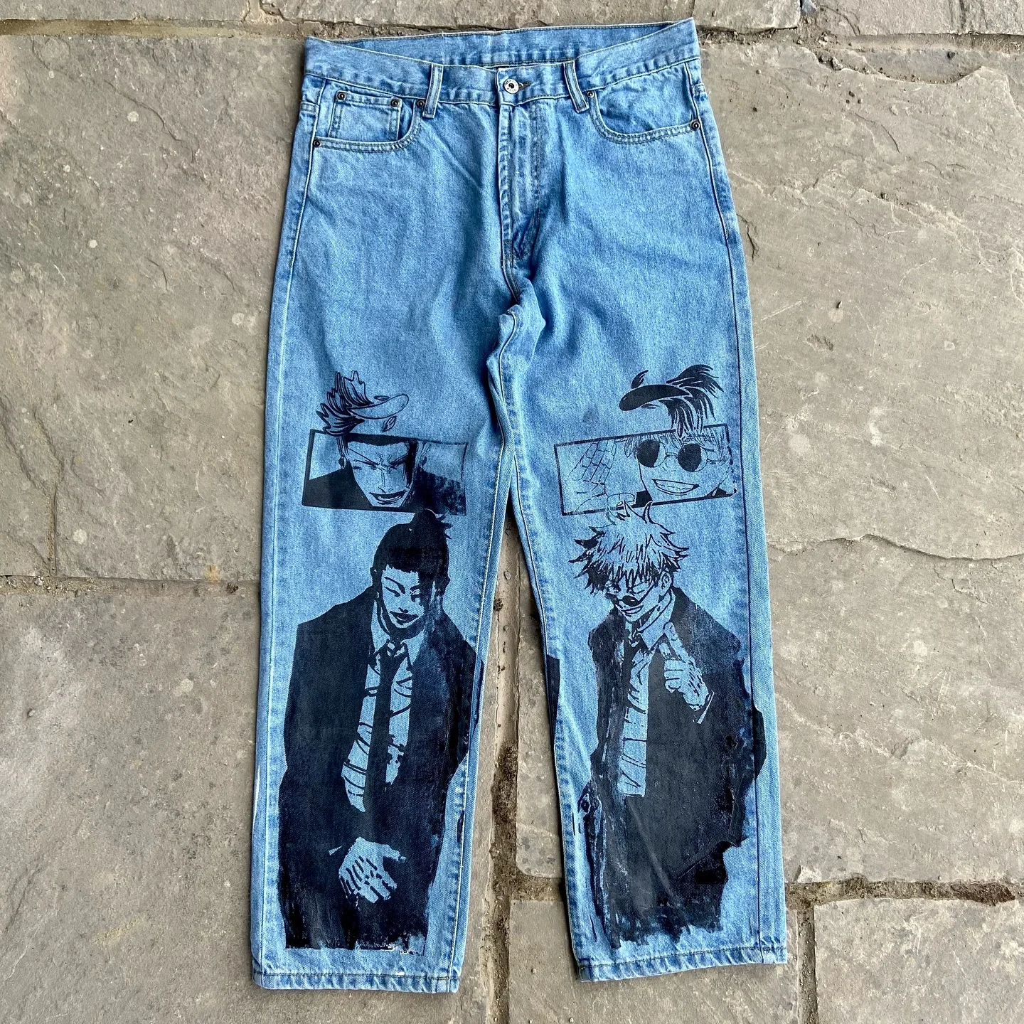 Jean Baggy à Jambes Larges pour Homme et Femme, Pantalon Taille Haute, Style Japonais Harajuku, Surintendant, Streetwear, Y2k