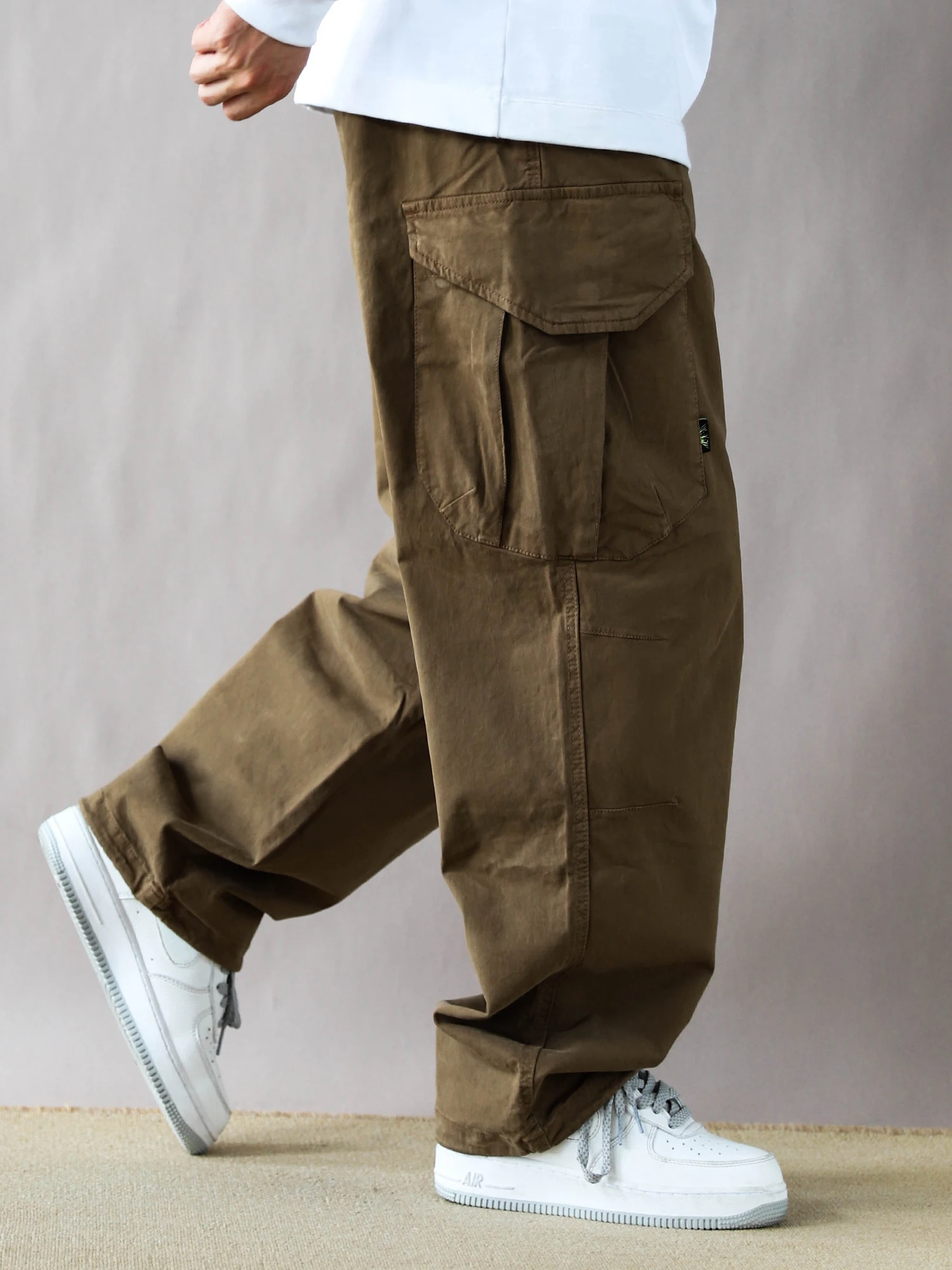 

Ретро-американские рабочие брюки из чистого хлопка, свободные, прямого кроя, длинные, коричневые, весна-осень, новинка