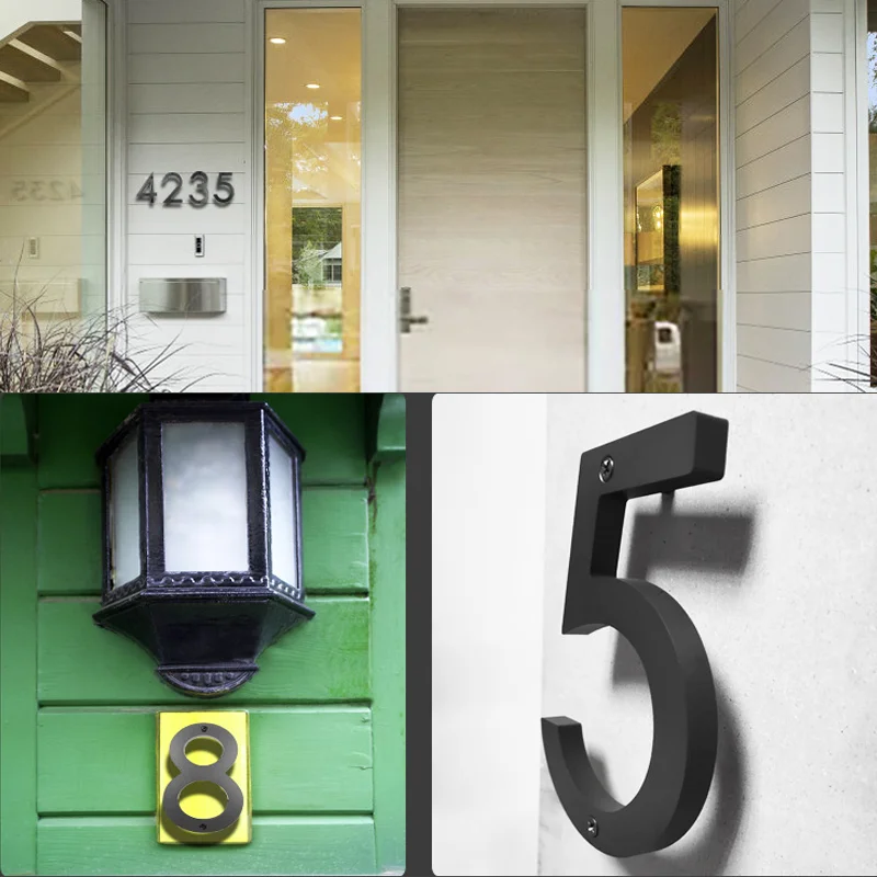 15cm House Number Outdoor 3D Signs Door Alphabet Home Outdoor Black Hotel Numbers Address Plate 6 Inch Number Signs on The Door