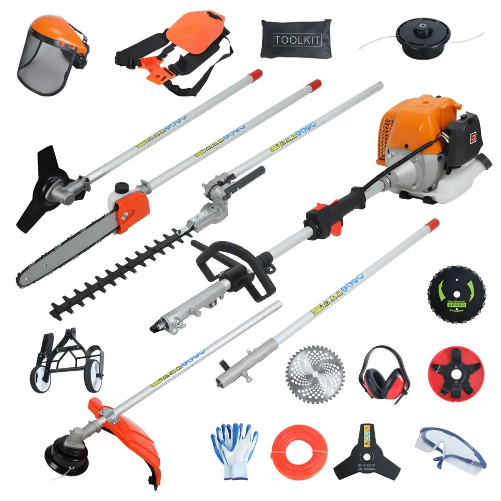 

8-in-1 Multi-Functional Trimming Tool, 52CC 2-Cycle Gas Powered Hedge Trimmer, Weed Eater, String Trimmer, Brush Cutter, Edger,