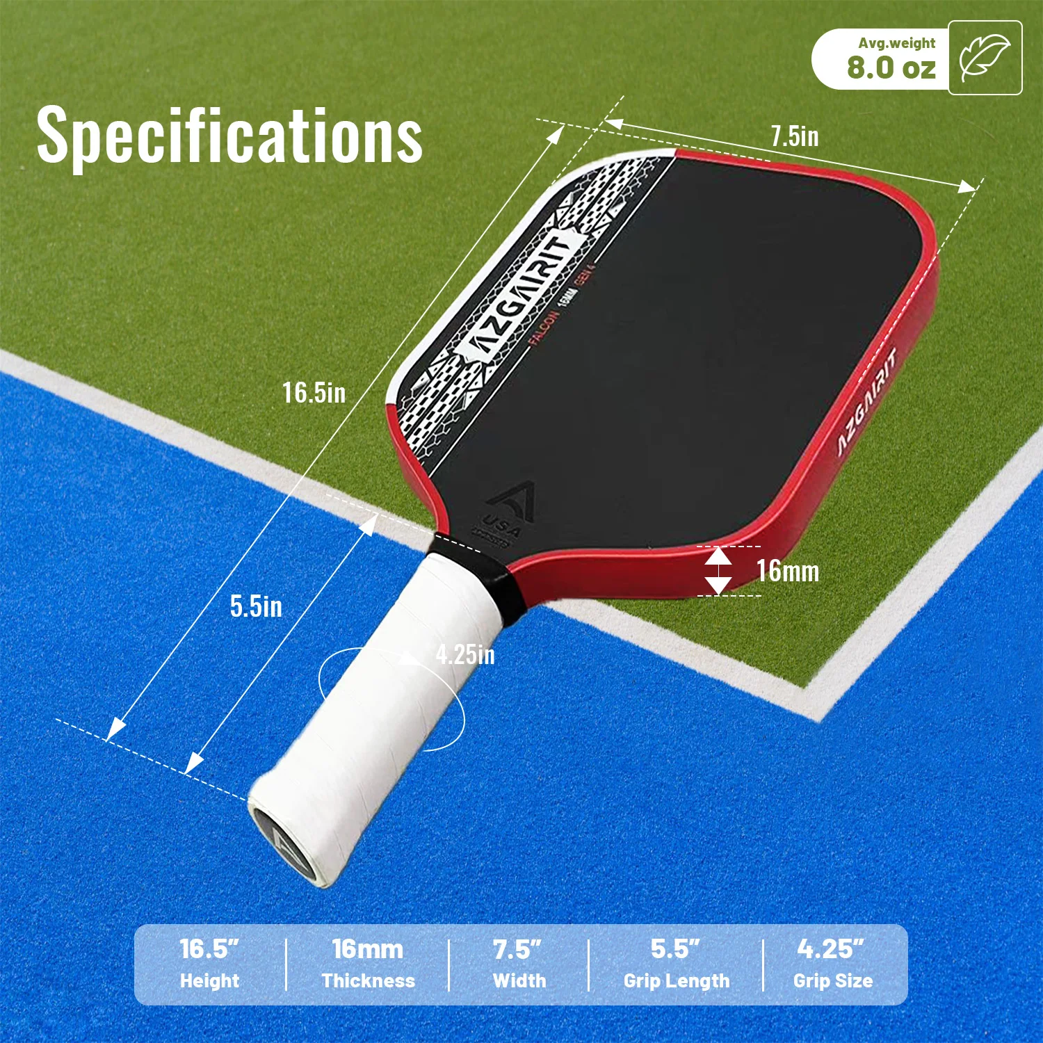 Pagaia da pickleball: nucleo di propulsione di Gen 4 | Nucleo a nido d'ape in schiuma EVA | Pagaia per sottaceti in fibra di carbonio T700 | Punto dolce più grande |   Aumentare
