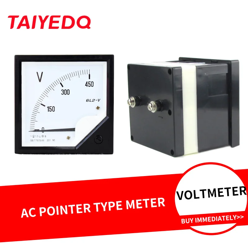 6L2 AC Voltage Meter 250V300V450V10KV/100V35KV/100V Voltmeter 80*80mm