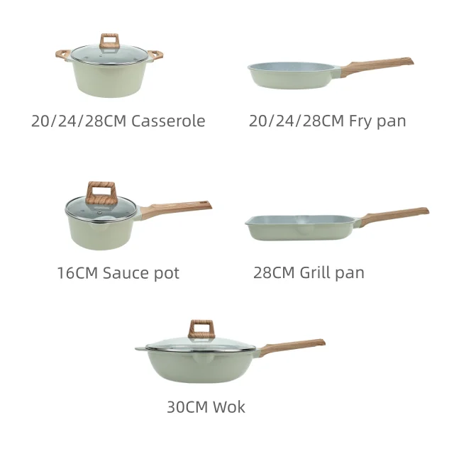 14pcs Factory High quality home kitchen nonstick pots and pans non-stick cookware sets, camping cookware