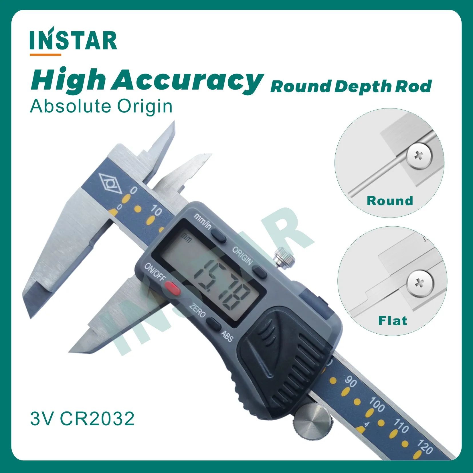 

INSTAR Digital Vernier Caliper Absolute Origin 150mm 0.01mm 200mm 300mm High Accuracy Round Depth Rod DIN Grade